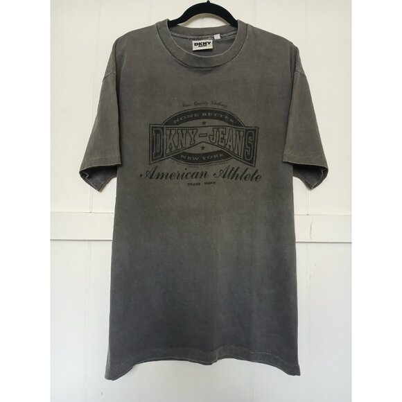 Vintage DKNY Spellout Graphic T Shirt Adult OSFA Cotton Made USA Short Sleeve - Picture 1 of 12